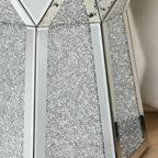 Drum Style Coffee Table With Mirror Crystal Inlay, Polygonal Silver Decorative Table, Modern Design Luxury Modern Furniture, 20 Inch  About 50 Centimeters  Low Coffee Table, Suitable For Living Room