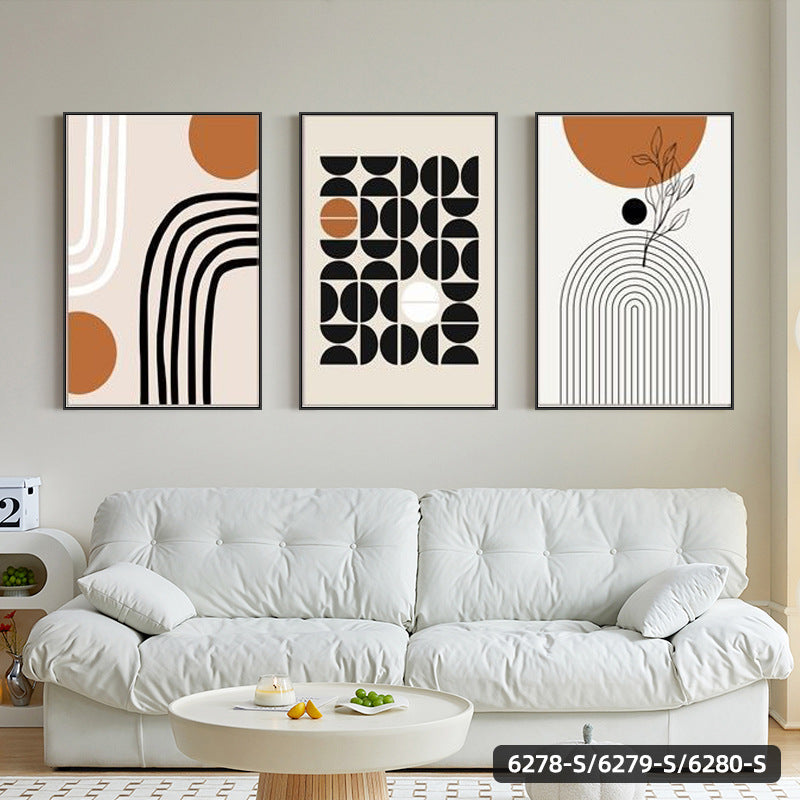 Modern Minimalist Living Room Morandi Abstract Sofa Background Wall Three-piece Painting