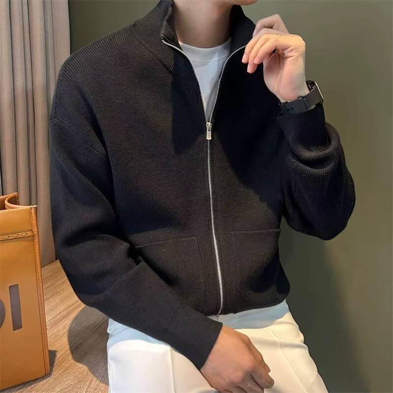 Versatile Zipper Cardigan Slim-fitting Sweater