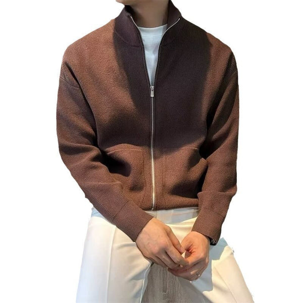 Versatile Zipper Cardigan Slim-fitting Sweater