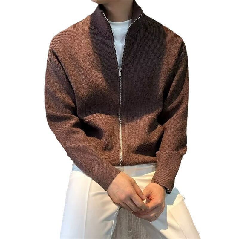 Versatile Zipper Cardigan Slim-fitting Sweater