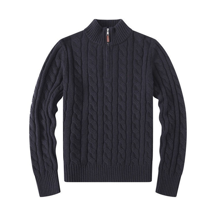 Small Embroidered Half-height Zip Knitwear Business sweater