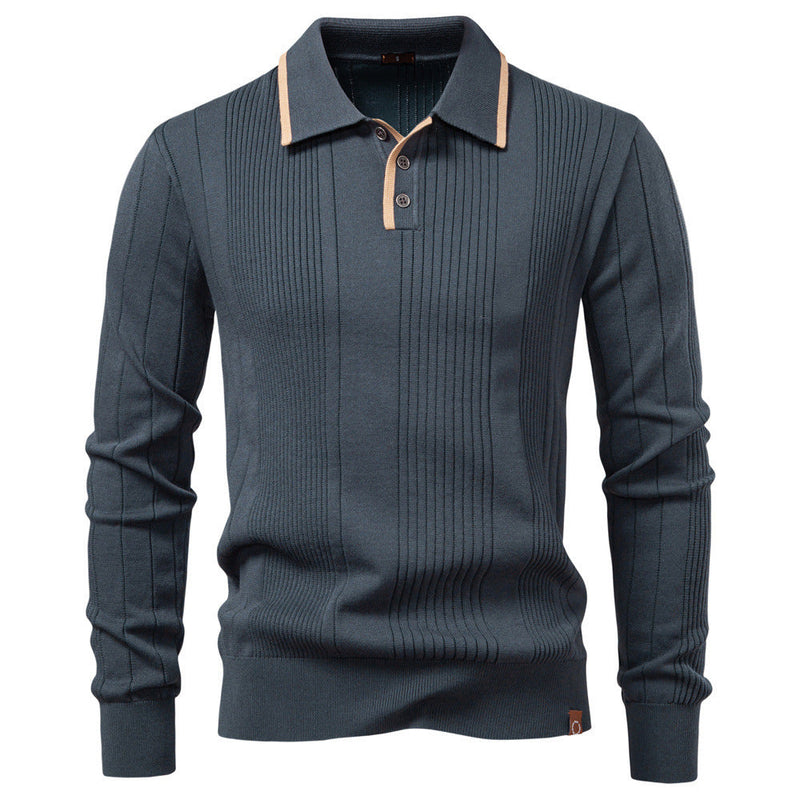 Men's Lapel Zipper Knitted Sweater