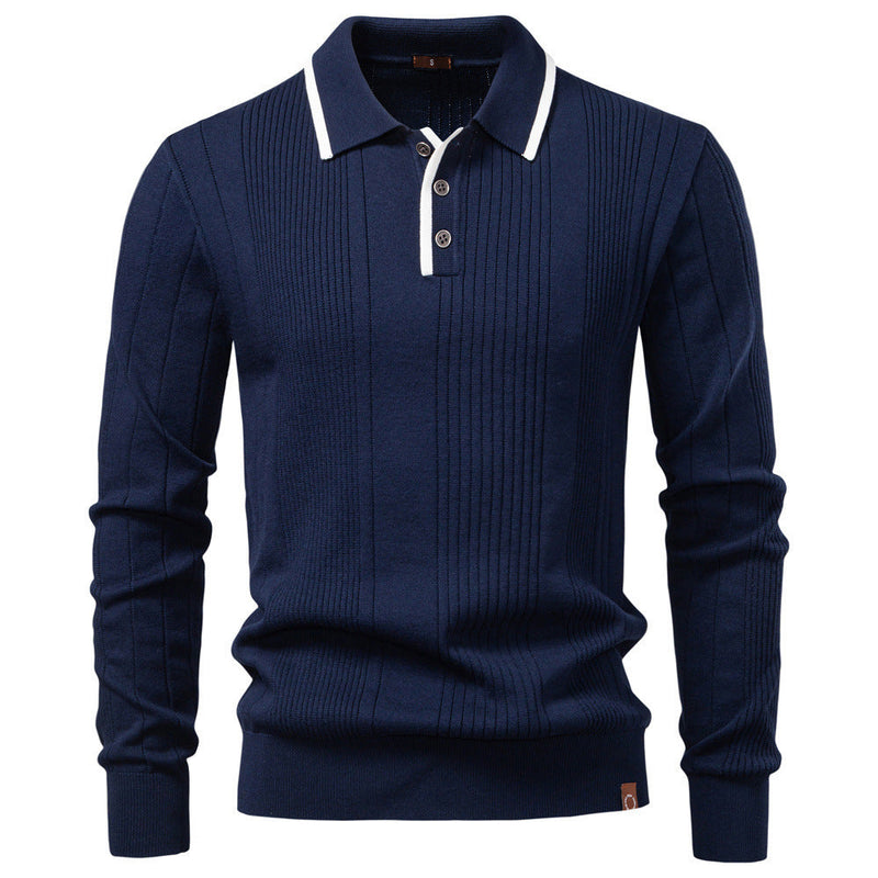 Men's Lapel Zipper Knitted Sweater