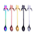 Cross-border 304 Stainless Steel Spoon Cartoon Cat Handle Hanging Coffee Spoon