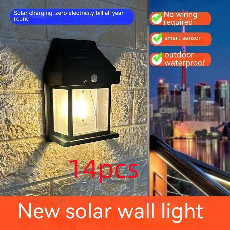Outdoor Solar  Waterproof Tungsten Induction Garden Wall Lamp