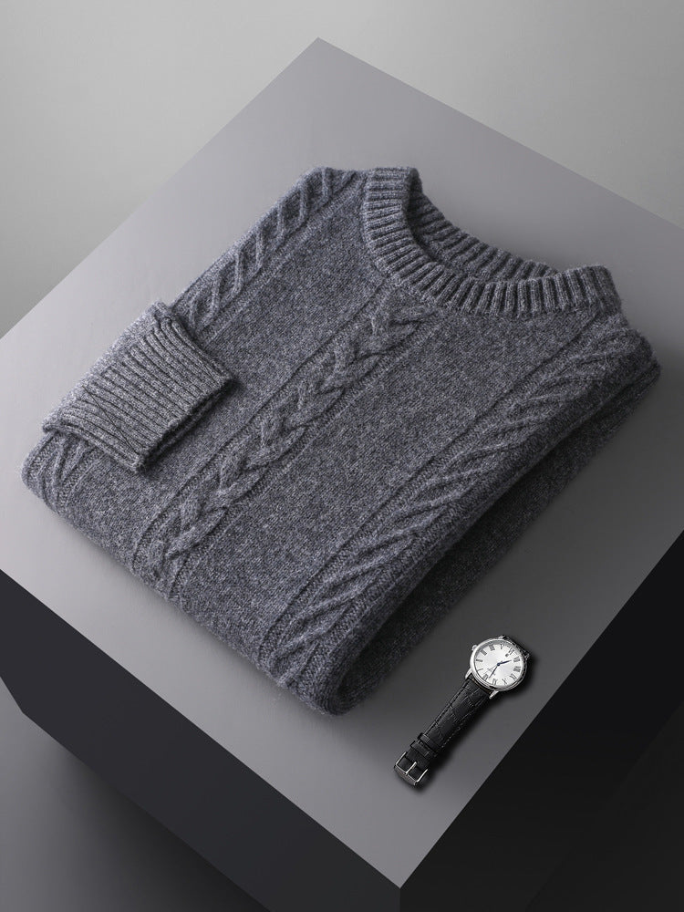 Men's Round Neck Thickened Warm Long Sleeves Sweater