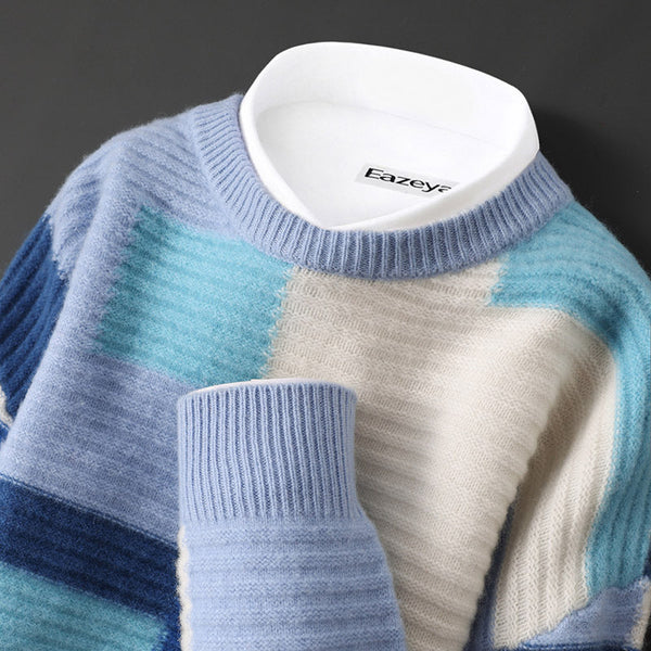 Men's Loose Round Neck Multicolor cashmere sweater
