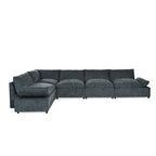 115.5 Modular Deep Gray Sectional Sofa With Durable Polyester Upholstery, Plush Cushions, Hidden Storage Compartments, And Versatile Design For Living Room, Lounge, Or Office