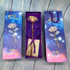 24K Luminous Color Gold Rose Flower Set