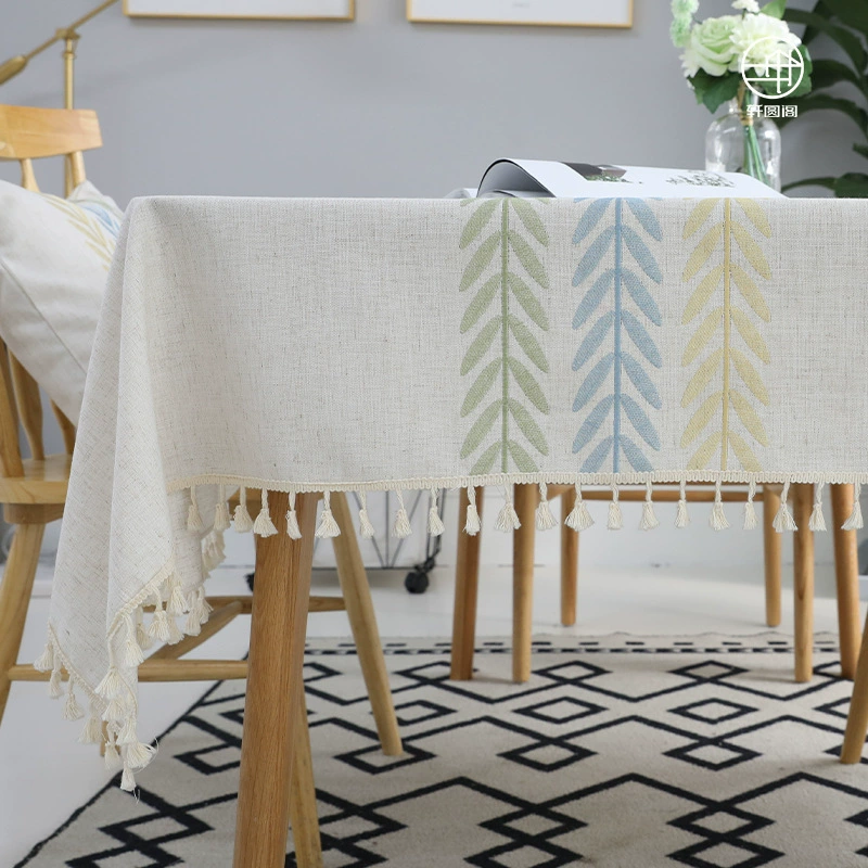 Cotton Linen Rectangular Tablecloth With Tassel Square Table Cloth  Dust-Proof Table Cover For Room Decor Restaurant Kitchen Dinning Room Table Cover