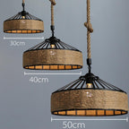 American Country Hemp Rope Restaurant Chandelier Personality Nordic Clothing Store Milk Tea Shop Round Wrought Iron LED Creative Chandelier