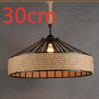 American Country Hemp Rope Restaurant Chandelier Personality Nordic Clothing Store Milk Tea Shop Round Wrought Iron LED Creative Chandelier