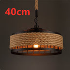 American Country Hemp Rope Restaurant Chandelier Personality Nordic Clothing Store Milk Tea Shop Round Wrought Iron LED Creative Chandelier