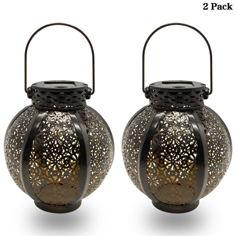 Cross-Border E-Commerce New Solar Wrought Iron Hanging Lamp Outdoor Garden Lamp Waterproof Villa Decoration Chandelier Landscape Lantern