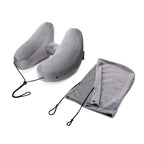 Hooded Travel Pillow H Shaped Inflatable Neck Pillow Folding Lightweight Nap Car Seat Office Airplane Sleeping Cushion Pillows
