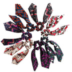 Geometric Hair Band Fashion Satin Big Bow Elastic Horse Tail Ribbon Fabric Large Hair Tie