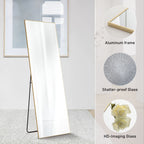 Floor Standing Mirror, Wall Mirror With Stand Aluminum Alloy Thin Frame