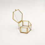 Mini Gold Eternal Flower Hexagon  Glass Jewellery Ring Box