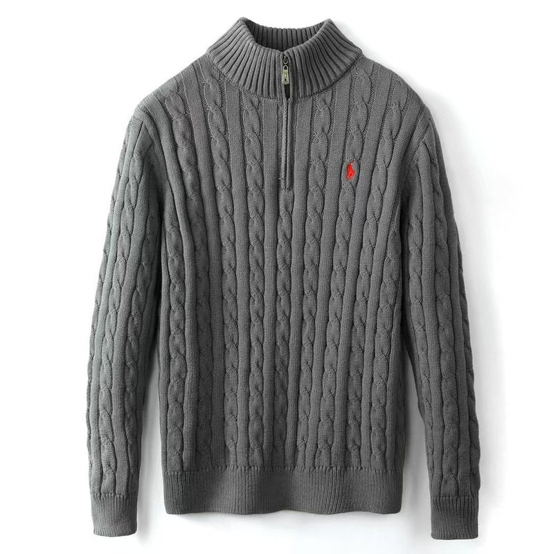 Small Embroidered Half-height Zip Knitwear Business sweater