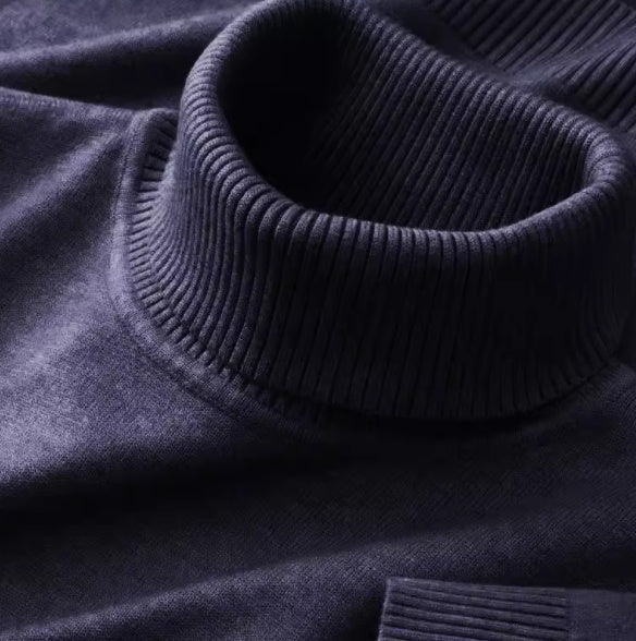 Fleece-lined Thick Soft Warm One Mock Neck Sweater