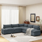 115.5 Modular Deep Gray Sectional Sofa With Durable Polyester Upholstery, Plush Cushions, Hidden Storage Compartments, And Versatile Design For Living Room, Lounge, Or Office