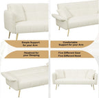 70.1 Futon Sofa Bed, Convertible Double Sofa Bed With Folding Armrests For Living Rooms And Small Spaces