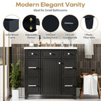 36  Bathroom Vanity Cabinet With Sink Top Combo Set , Black ,Single Sink,Shaker Cabinet With Soft Closing Door And 3 Drawers
