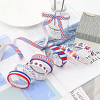 Stars And Stripes Ribbon Dovetail Bowknot Hair Ring Double Stitching Dovetail Ribbon
