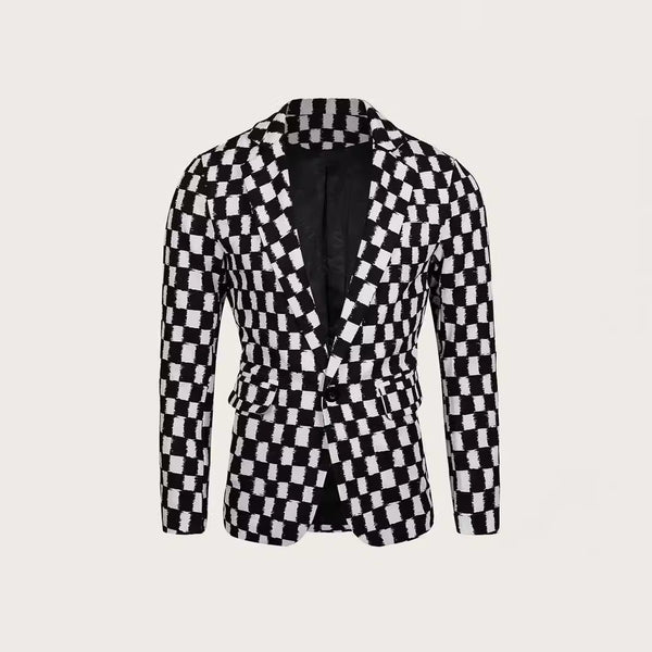 Houndstooth Leisure Suit Trendy Tops Slim-fit Plaid Suit