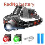 T6 white light green light red light zoom headlight