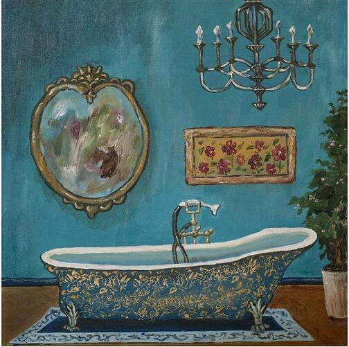 Modern Retro Bathroom Canvas Painting Mural Poster Wall