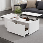 Lift Up Coffee Table, Coffee Table With Drawer, Wooden Tea Tables Sofa End Tables For Living Room Furniture , White
