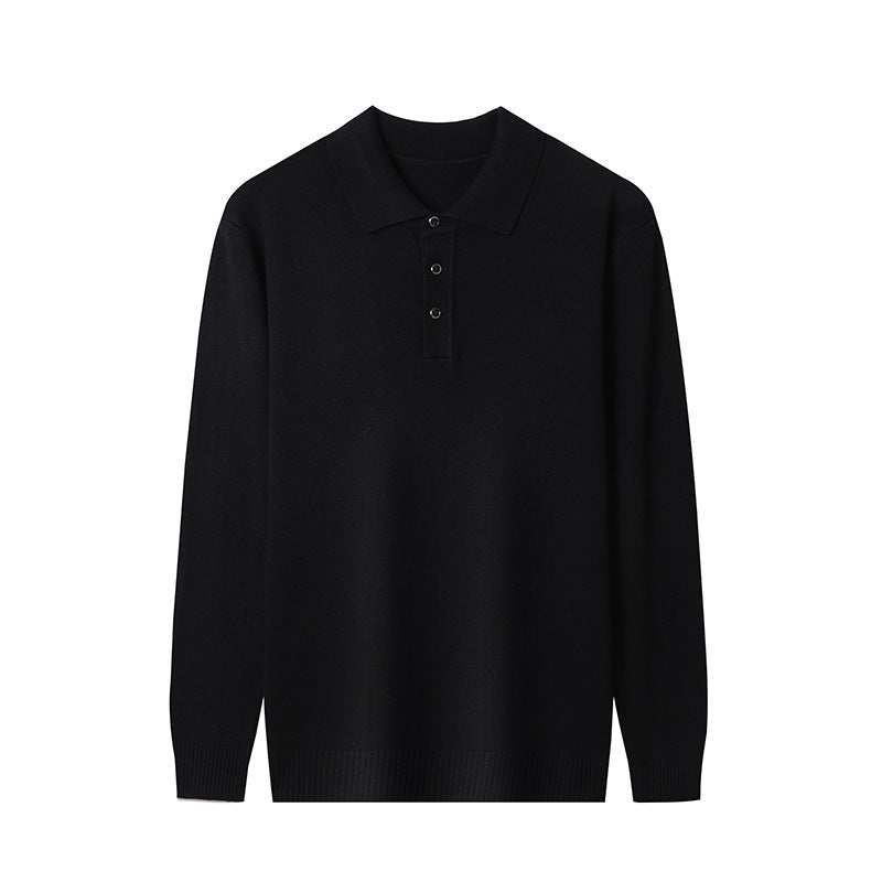 Men's Polo Collar Solid Color Sweater