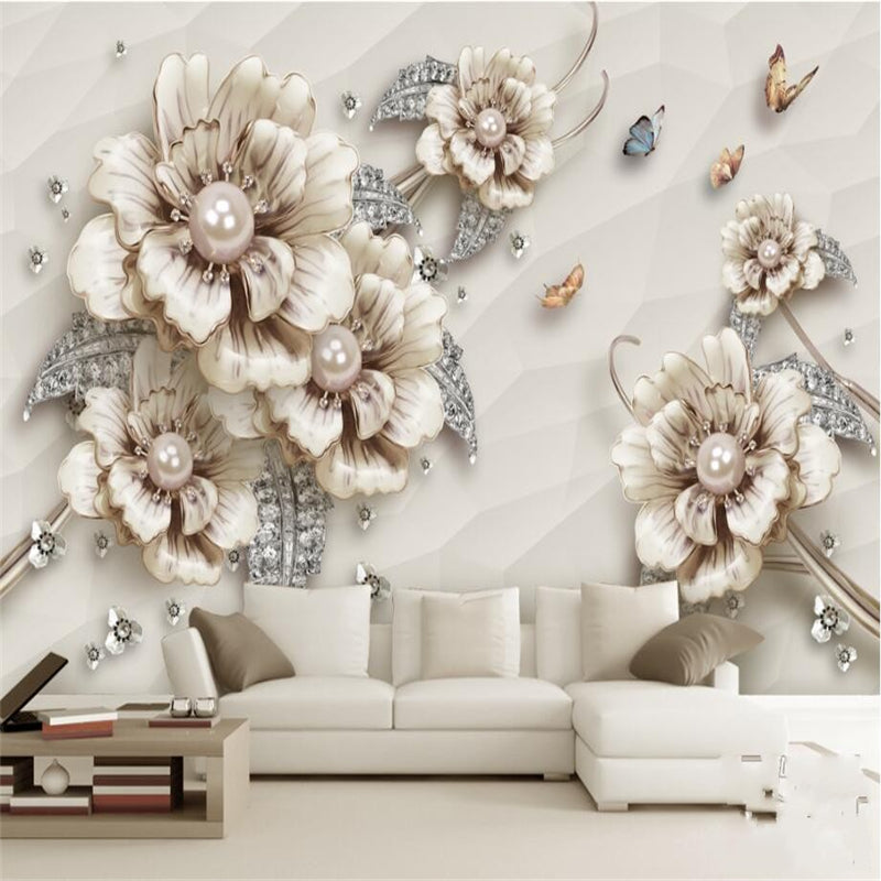 3D flower background TV wallpaper mural