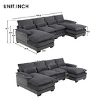 New Modern U-shaped Sectional Sofa, 6-Seat With Waist Pillows 109.8 55.9