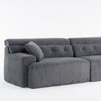 LY-029 GRAY COMPRESSION SOFA 4-seater Combined Sofa, Wood Grain Chenille Fabric, Full Sponge Compression Sofa,combined Sofa With 2 Pillows For Living  Home Furniture  Apartment