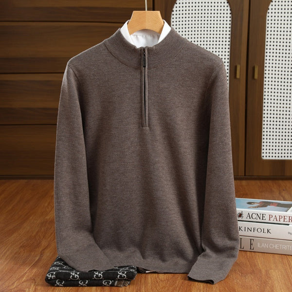 Half Zipper Worsted Wool Men's Sweater