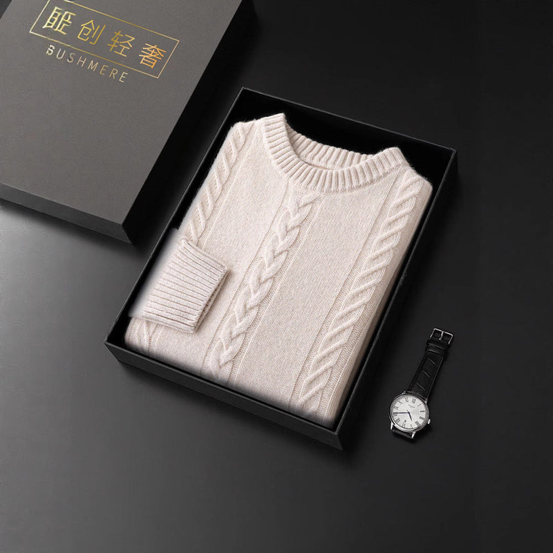 Men's Round Neck Thickened Warm Long Sleeves Sweater
