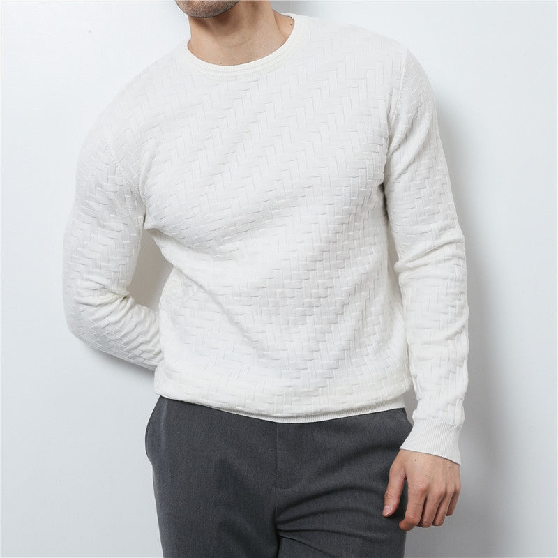 Jacquard Woven Round Neck Sweater