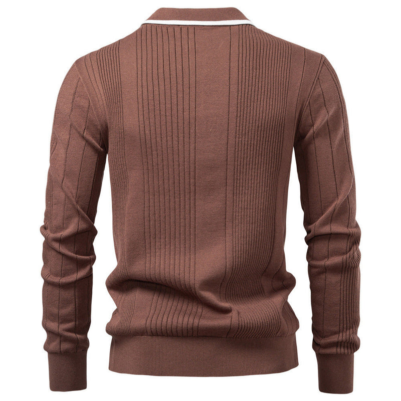 Men's Lapel Zipper Knitted Sweater