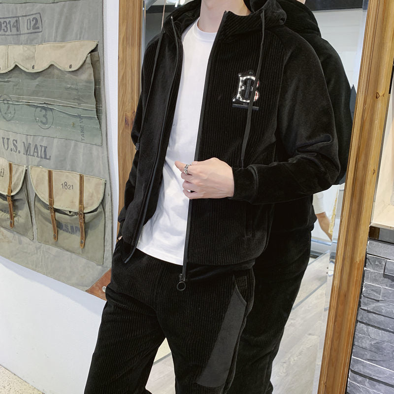 Gold velvet sports jumpsuit men
