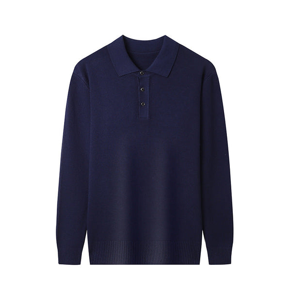 Men's Polo Collar Solid Color Sweater