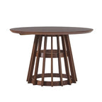 Modern Round Solid Wood Dining Table With Pedestal Base, Brown