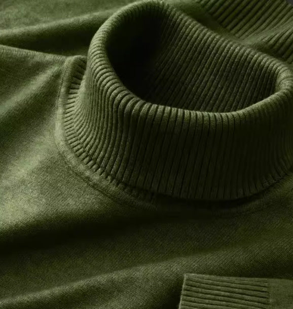 Fleece-lined Thick Soft Warm One Mock Neck Sweater