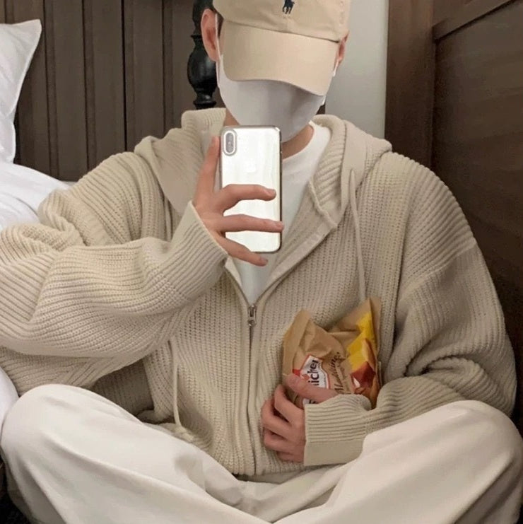 Idle Style Hooded Sweater Coat Men
