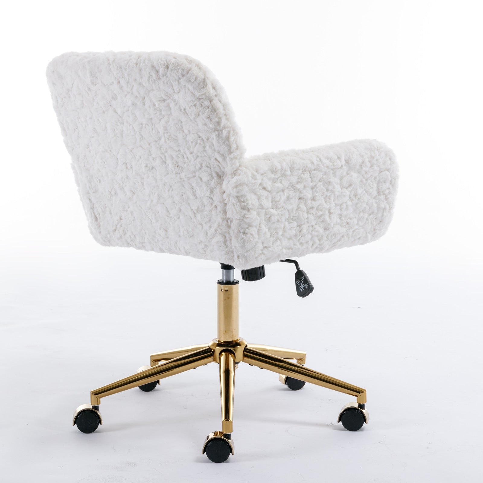 A&A Furniture Rabbit Hair Office Chair With Golden Base, Adjustable
