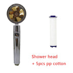 Shower Head Water Saving Flow 360 Degrees Rotating With Small Fan ABS Rain High Pressure Spray Nozzle Bathroom Accessories
