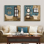 Modern Retro Bathroom Canvas Painting Mural Poster Wall