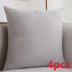 Plain Cotton Linen Sofa Cushion Thickened Square Pillow